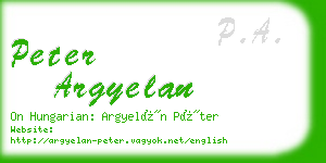 peter argyelan business card